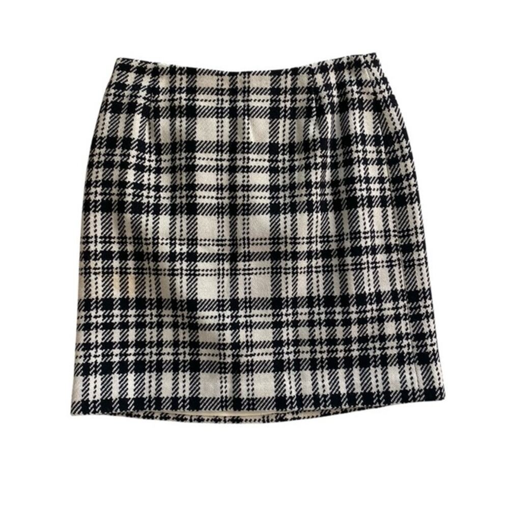 Eddie Bauer Black Plaid Wool Blend Pencil Skirt - Size 10